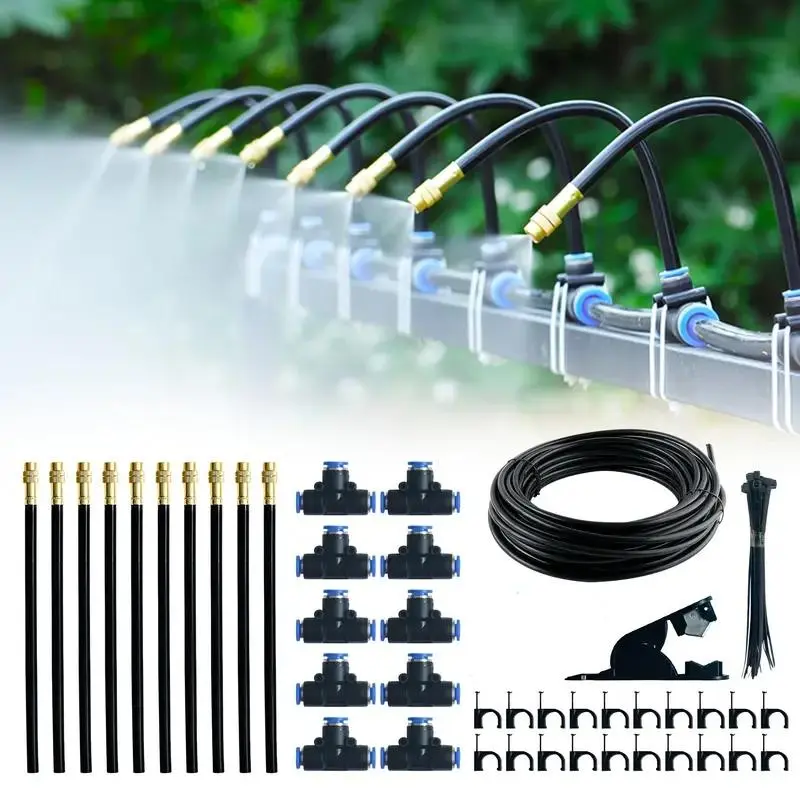 Garden Watering System, 1 Set DIY Curved Plastic Irrigation System, Adjustable Watering System, Universal Spray Kit for Greenhouse, Garden, Terrace Spray & Cooling, Garden Hose