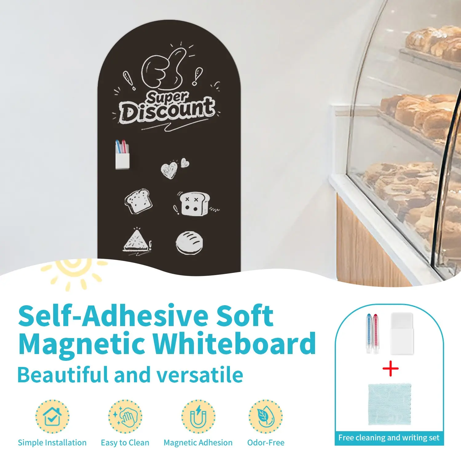 Reusable Self-Adhesive Blackboard Wall Sticker for Home Office Decoration, Erasable Surface for Classroom and Gaming Rooms, Available in 50x90cm and 40x80cm Panels