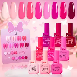 JR 15ml 9 Colors Spring Gel Nail Polish Set Verse of Flower Gel Nail Kit Pink White Black Red Purple Blue Yellow Gel Colors set Base Top Coat Soak off UV Home Salon Easter Gift for beginners women