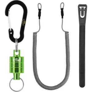 Strongest Magnetic Net Release Magnetic Keychain Fly Fishing Net Retractor Magnet Clip Holder with Retractable Coiled Lanyard Carabiner