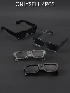 4 Pairs Men's Classic Rectangular Sunglasses, Fashionable and Practical Design, Lightweight and Durable, Ideal for Driving, Camping, Fishing, Travel