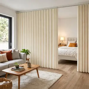Foldable Room Divider Curtain with Hooks, Semi-Sheer Privacy Partition for Bedroom, Living Room & Small Spaces, Home Decoration Curtain