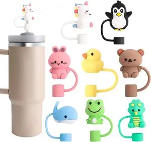 8-piece set of straw covers, 30 and 40 Oz roller straw covers, silicone straw heads with various shapes of cut straw covers, reusable 0.4 inch/10mm straw head covers.