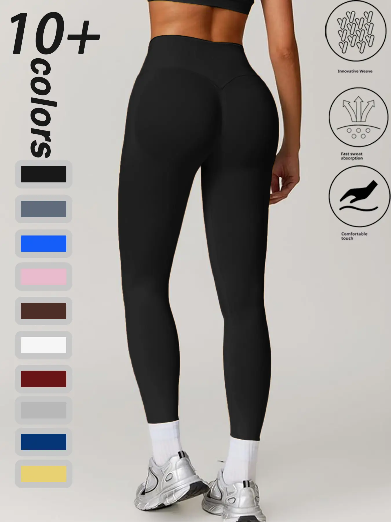 Female High-Waisted Jogger Style Solid Skinny Joggers - Casual Daily Wear, All Seasons Normal Type Sports & Outdoor Workout Bottoms, Sporty Chic, Elastic Waist Women's Sports Joggers