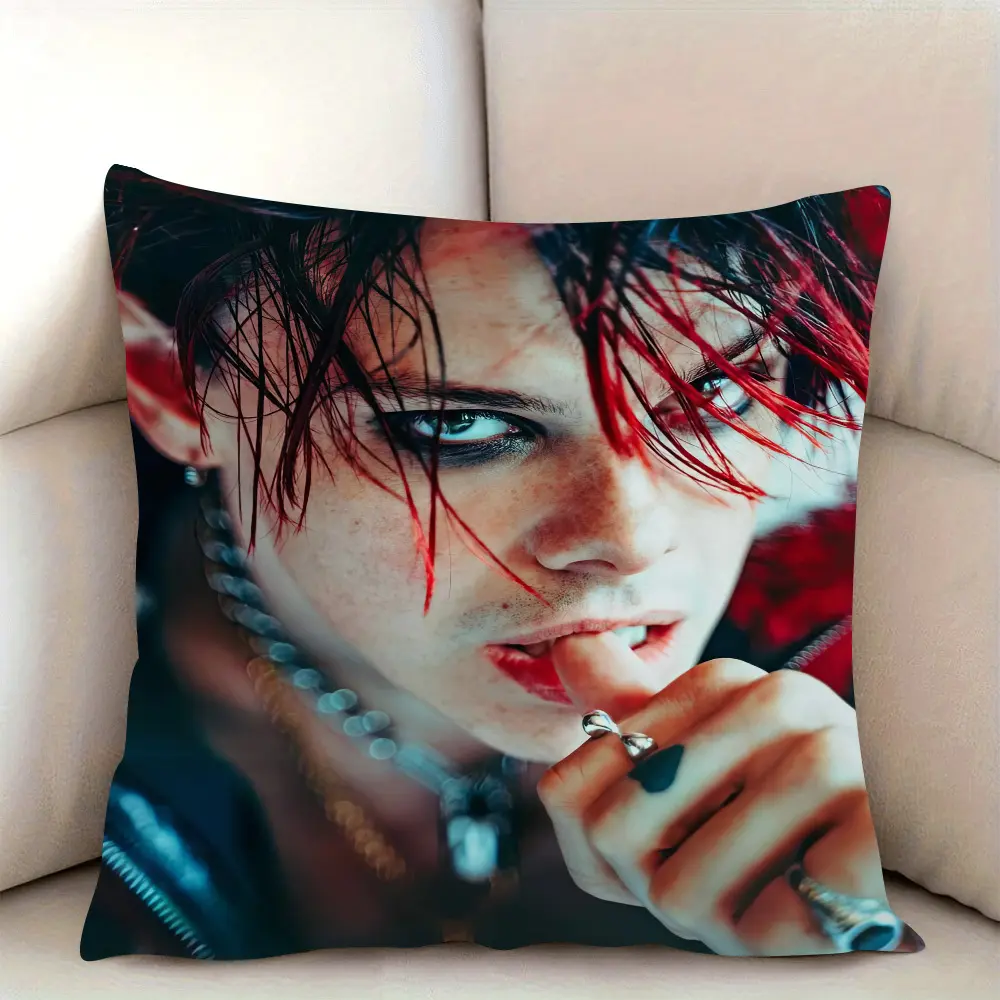Yungblud Throw Pillow Cover - Zipper Closure, Machine Washable Polyester,for Living Room & Bedroom Decor, Decorative Pillowcase