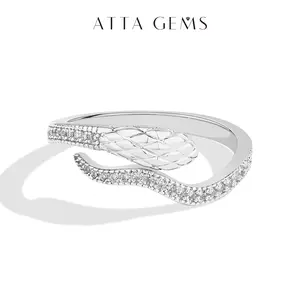 ATTAGEMS Classic D Color Lab-Created Moissanite Snake-Shape Unisex Fashion Ring - Elegant Daily-Wear Fine Jewelry Gift (R294), Fashion Rings summerwins,summerwins