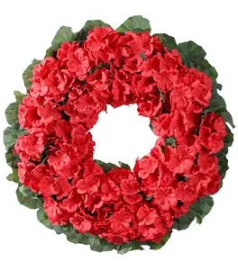 Ivydale Artificial Geraniums Spring Wreaths for Front Door 17.7 Inch Spring Wreaths Door Wreaths for Outside Outdoor UV Resistant Wreaths Front Door Porch Garden Window Wall Decor Summer Fall All Season