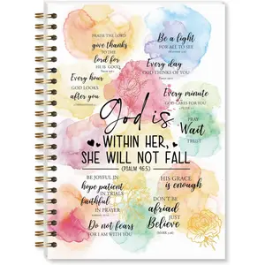 The God in her heart, she will not fall, Bible journal, women's Christian notebook, Bible study devotional prayer journal, church sermon notes, inspirational Christian gifts, Reflection Journal, Spiral Coil Notebook