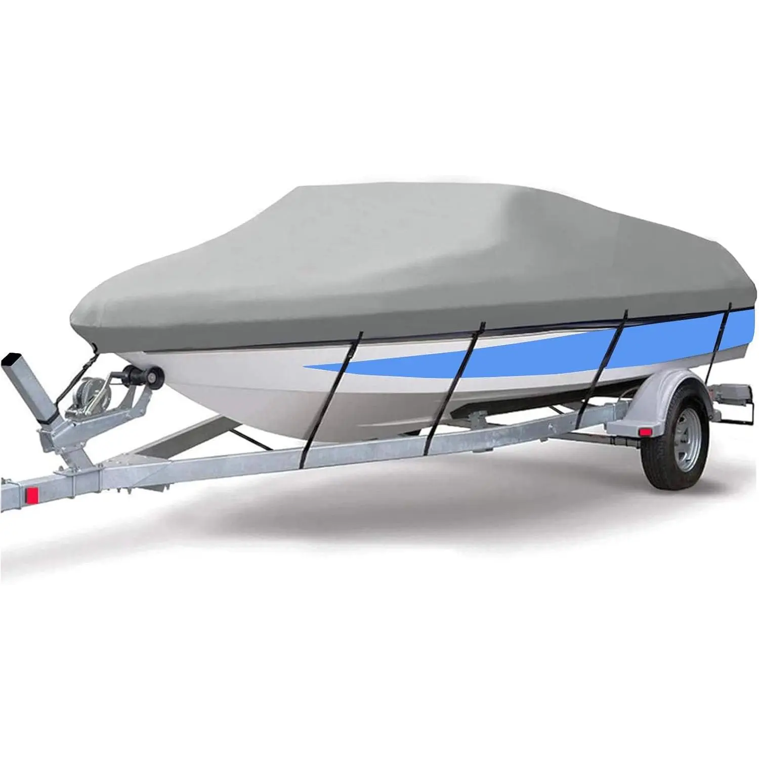 Trailerable Boat Cover 20-22ft with Waterproof,Seal Skin,Fits Center Console Boat,V-Hull,Runabout,Bass,Fishing Boat,Heavy Duty Marine 800d PU Oxford,Gray