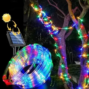 Solar LED Tube Light, Solar Strip Lights, 7m 50 Lights, Warm/cold/rainbow Colors, Adjustable Lighting, Waterproof, DIY Decoration for Garden, Camping, Wedding
