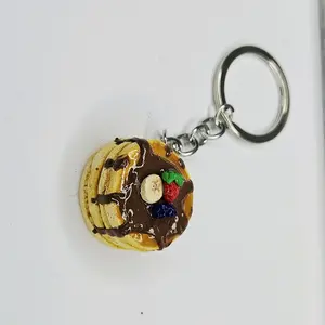 Pancakes Keychain - Cute Key Accessory with Colorful Toppings and Chocolate Drizzle Design