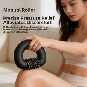 Portable electric muscle relaxation massage roller, with three speed adjustment modes, ergonomic fascia reliever, home-use fitness shoulder-neck-leg massage device, pain-relieving massage roller device