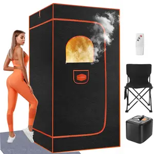 ONEAMG Upgraded Sauna  Box for Home, Personal Steam Sauna with 3L 1000W Steamer ,Saunas Heater at Home Use, Remote Control, Folding Chair, Home Sauna Tent for Gym Yoga, Pilates Durable Convenience Sauna SPA (36x36x71 Inch）