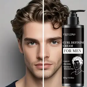 300ml men's special curl management cream, which can reduce dry, improve gloss, deeply moisturize, and has no sticky residue, suitable for all hair types Curly Hair Products
