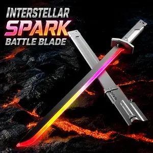 Quriov Lightsaber Light-Up Sparkle Sword & Cool Laser Saber - Spray Flash Toy for Boys, Flashing LED Lights, Safe Non-Toxic Material, Ideal for Party/Costume Play Kids Katana