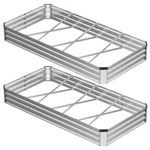 Heavy Duty Raised Garden Bed 2-Pack, Rust-Resistant Galvanized Steel (0.3-0.4mm), Tool-Free Assembly with Wrench & Safety Gloves, X-Shaped Reinforcement Anti-Warping, Outdoor Planter Boxes for Vegetables, Herbs & Flowers – Built to Last