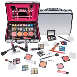SHANY Carry All Makeup Train Case with Pro Makeup Set , Makeup Brushes, Lipsticks, Eye Shadows, Blushes, Powders, and more - Reusable Makeup Storage Organizer - Premium Gift Packaging