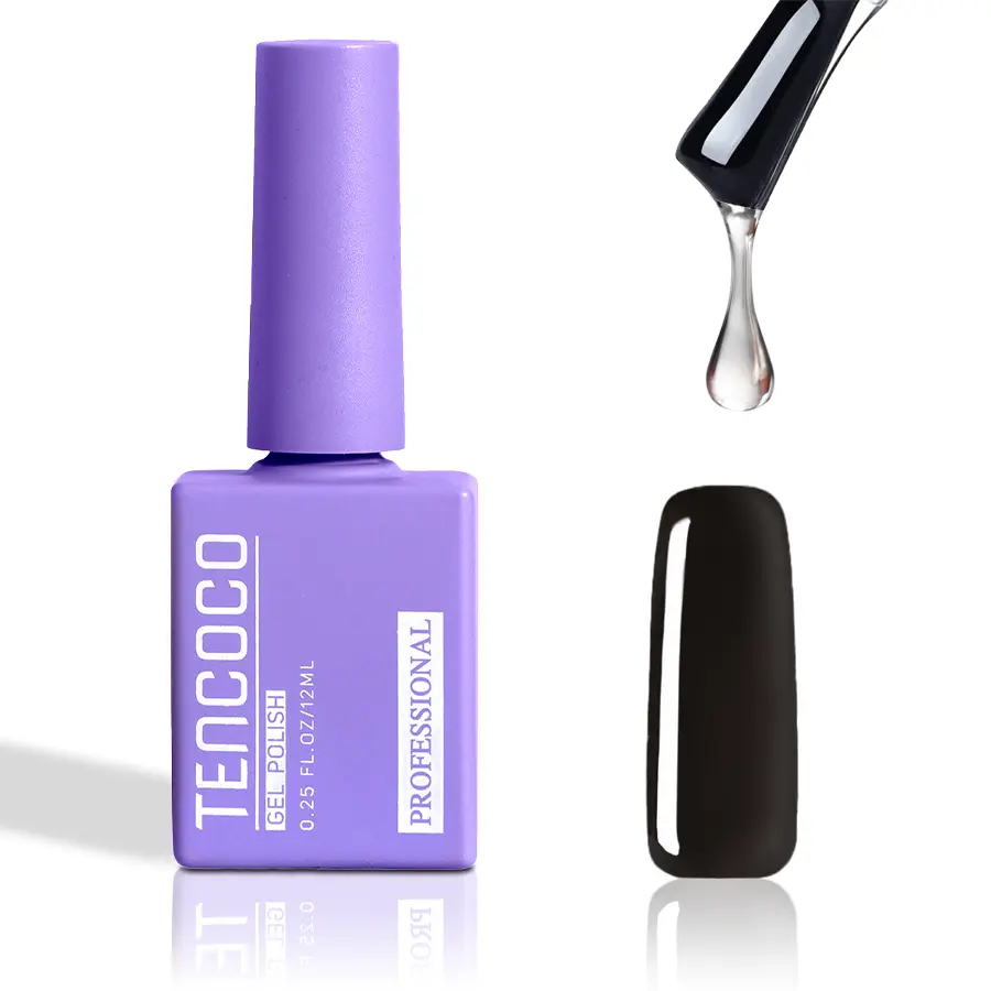 Tencoco Nail Polish Gel, Crystal Glossy Top Coat, No Wipe Gel Top Coat, 12ml for Gel Nail Polish Soak Off LED Nail, Protects Against Scratches And Wear, Effective Stain Resistance