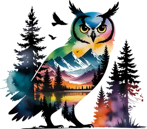 DTF Transfer – Owl Water Color Multi Sizes (AN-OW002)