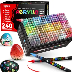 Acrylic Paint Pens, Brush Tip Acrylic, for Wood, Stone, Canvas, Glass, Fabric, Egg, Rock Painting & DIY Crafts, Automatic Ink Control Paint Markers, Artist Supplies