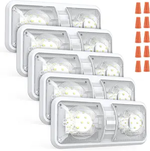 RV Lights Interior 5PCS, RV LED Ceiling Lights, 12V RV Lights Double Dome Light Fixture with ON/Off Switch for RV Car Trailer Camper Boat, Natural White
