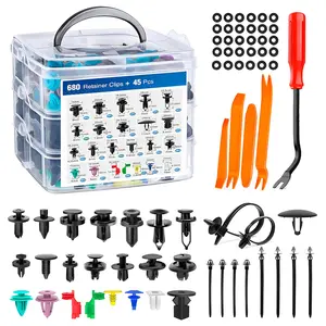 Car Push Button Buckle Set, 22 Common Sizes Nylon Bumper Rivets with 10 Wire Harness Ties, Assembly & Disassembly Tools for Toyota, Ford, Honda