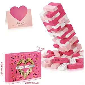 Wooden Block Stacking-Tower Game, Building Block Set Stacker - Perfect Gift for Friends, Ideal for Party & Valentine's Day Home/Festive Party Supplies Entertainment