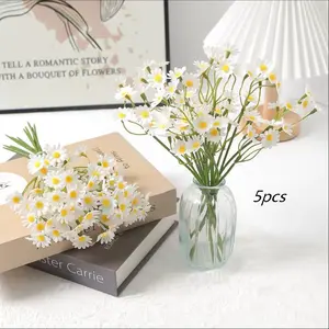 Fake Daisy Flower Bouquet Set, 5 Pieces, Ideal for Decorative Wedding & Party Decorations, Durable Silk Artificial Flowers for Home Garden Porch Decoration