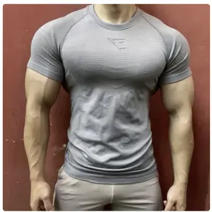 American sports fitness quick-drying clothes men's breathable sweat-absorbent outdoor running basketball training slim elastic round neck T-shirt