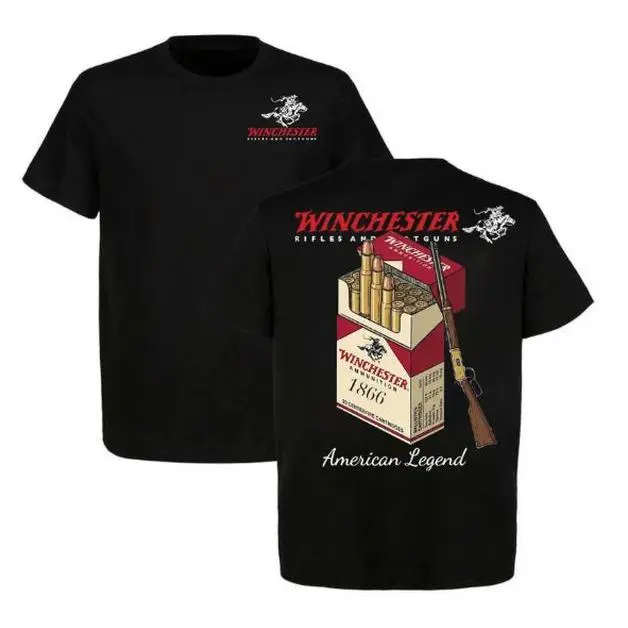 Men's T-Shirt, American Legend Design, 1866 AmmoBox Graphic, Lever Action Rifle Print, Vintage HuntingApparel, Gun Enthusiast Gift, Cotton Short Sleeve, CowboyWestern Style tees quarter zip men lemon demon clothes gorlock destroyer tshirt