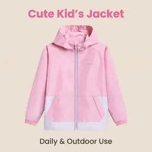 MGEOY Kids Lightweight Waterproof Rain Jacket with Hood for Girls Boys, Breathable Mesh Lining, Multifunctional for Hiking & Camping