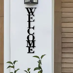 1 piece of metal wall art welcome sign - Rustic Farmhouse Design vintage decor, Wall decor plaque, front door decoration, home decoration, housewarming gift, living room or porch interior wall hanging, wall decoration