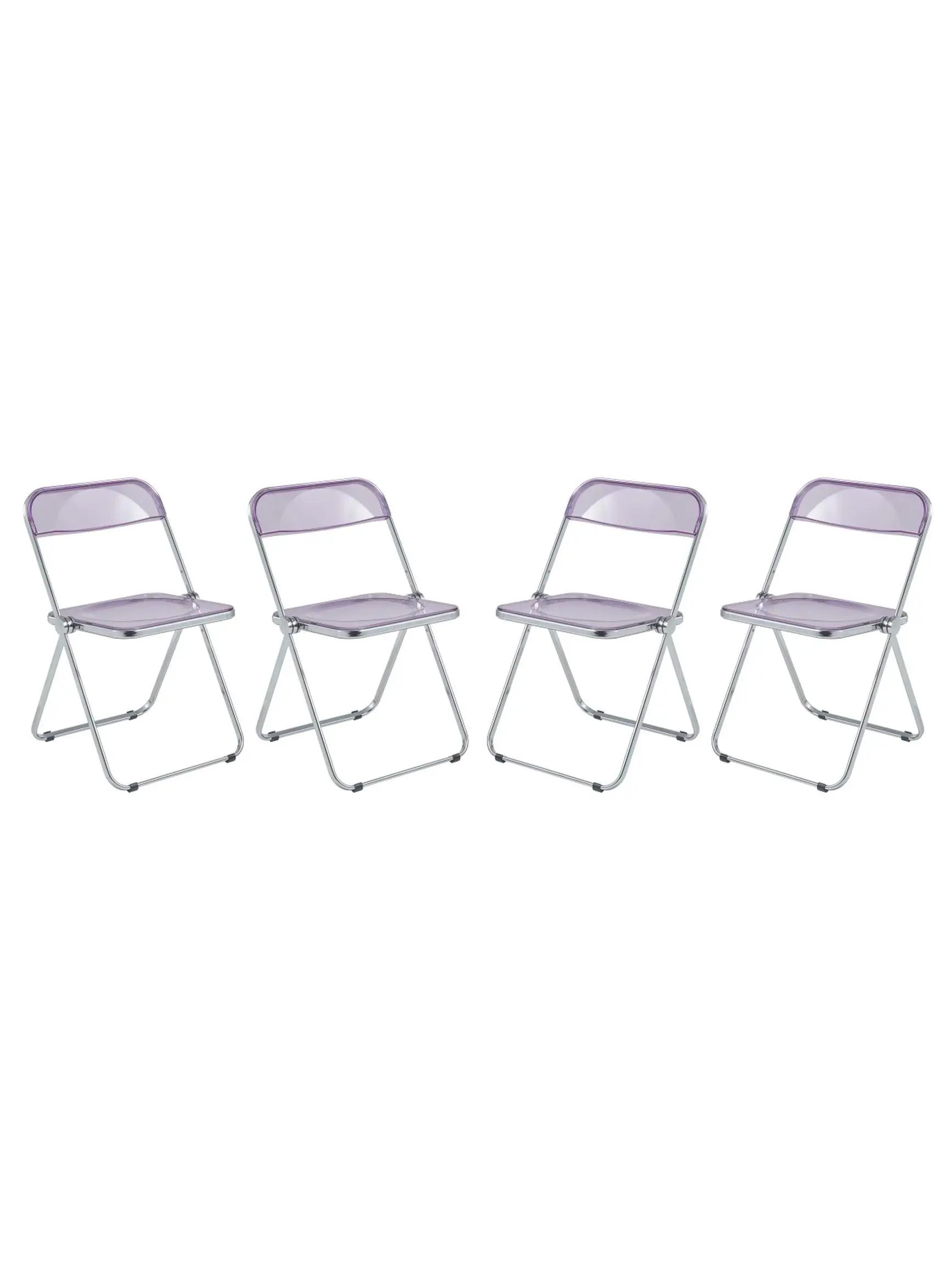 212 MAIN Lawrence Transparent Acrylic Portable Folding Dining Chair with Metal Frame, Magenta - Set of 4, Indoor Furniture, Portable Folding Chair, Dining Chairs