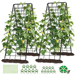 【mothersdaygift】Lilypelle Heavy Duty Adjustable A-Frame Cucumber Trellis for Climbing Plants,59"x19"Metal mesh Design,Rust-Proof and UV-Resistant，Garden Trellis for Cucumber Beans and Vine Type Plants
