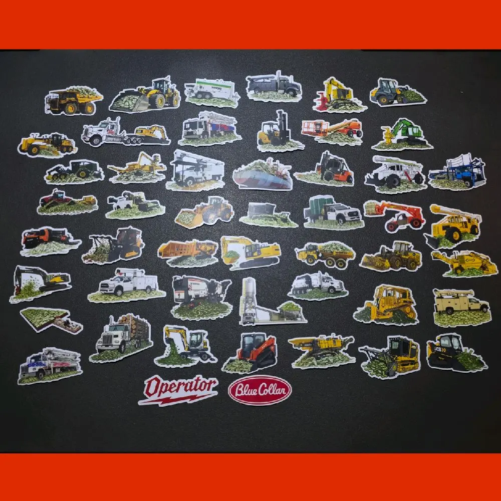 50pcs- 2.0 Heavy Equipment Operator Sticker Pack, Plus 50 Free Hardhat Stickers, High-Quality Laminated Trades Stickers, USA Made, Durable Vinyl, Versatile Application, Proud Blue Collar, Hard Hat Stickers