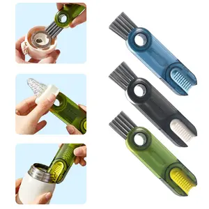 3-in-1 Multifunctional Cup Lid Gap Cleaning Brush Set - Portable Crevice Cleaner for Tight Spaces, Water Bottles, Thermos, Baby Bottles, Kitchenware | Home & Travel Essential Hygiene