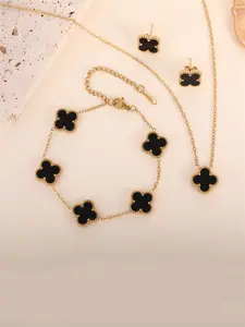 3-Piece Women's Jewelry Set: Necklace, Earrings & Bracelet, Plum Flower Design, Elegant Accessories for Women