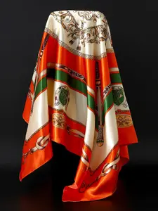 Fashionable Scarf, Chain Print Square Scarf for Women & Men, Casual Versatile Scarf for Daily Wear, Fashion Accessories for Party, Daily Clothing Decor, Printed Scarf