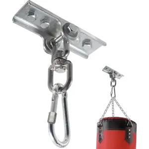 Silver Heavy Duty Punching Bag Hanger with 360° Swivel, Reinforced Steel Heavy Bag Ceiling Mount Holds 300 lbs for Boxing, MMA Home Gym, Professional Punching Bag Mount