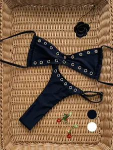 2026 New Spring Summer Bikini Two-Piece Swimsuit for Women, Style Sexy Backless Triangle Tight Fit Swimwear, Triangle Bikini Set