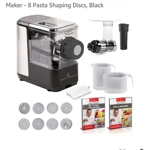 EMERIL Lagasse Automatic Pasta Maker with 8 Pasta Shaping Discs, Black, Includes Blender and Measuring Spoons