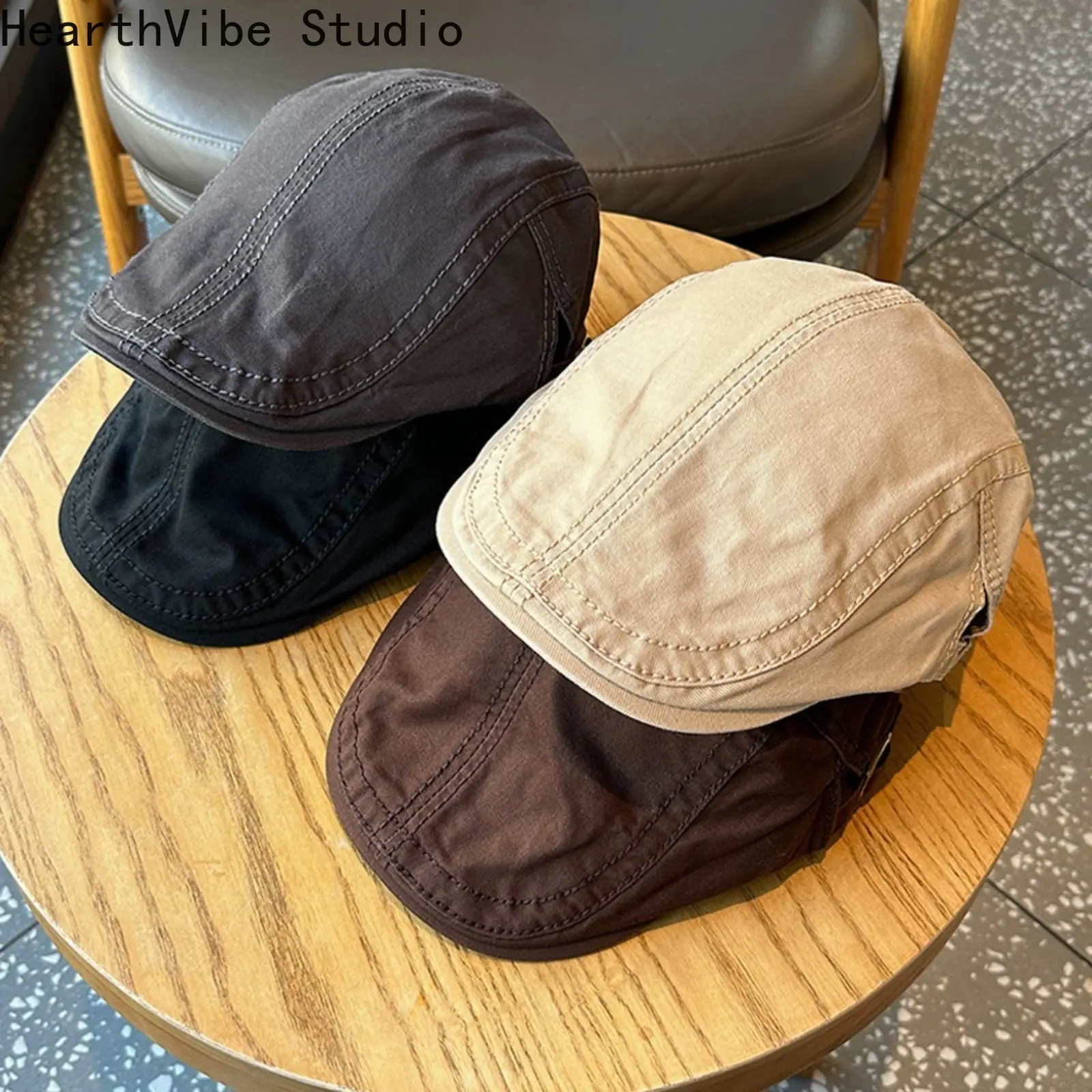 Unisex Retro Solid-Color Forward Cap & Vintage British Literary Newspaper Beret - Casual Sports-Outdoor Hats for Women, Ideal for Daily Wear, Adventure Sports & Outdoor Hats, Hiking / Light Outdoor