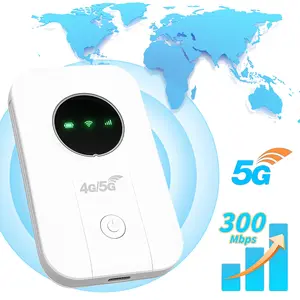 5G/4G Portable WiFi Hotspot Device，300Mbps High-Speed 5G/4G LTE Mobile Broad band Router ,Connect Up to10+ Devices,Travel Router for Home/Business/RV/Cruise