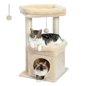 PAWZ Road 27 inch Cat Tree for Medium Cats Plush Condo and Scratching Posts