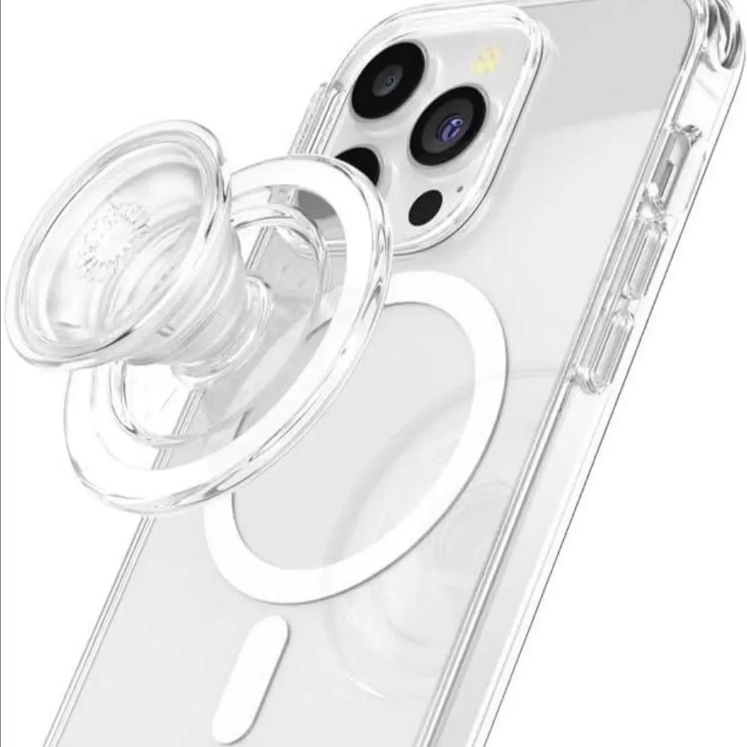 Round Phone Grip Compatible with Magsafe, Transparent Adapter Ring, Retractable Magnetic Phone Stand, Portable Phone Accessory, Cellphone Accessories, Smartphone