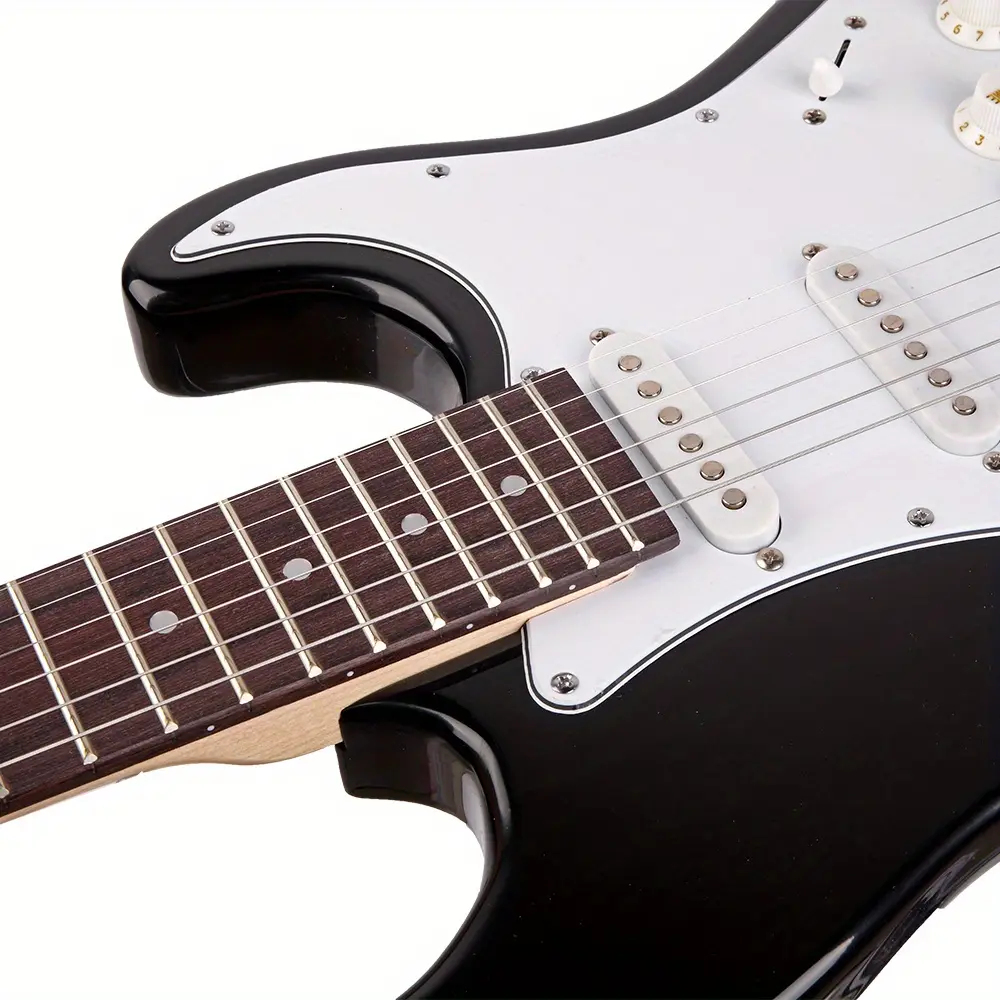 38-Inch Right-Handed Electric Guitar with Rosewood Fingerboard, Basswood Body, Cutaway Shape, 39.37" / 100Cm, 11.8" / 30Cm, 166 oz, 2 Tone Control Knobs, Adjustable Guitar Strap, Picks, Cord, Carry Bag, Tremolo Arm - For Beginner Performers