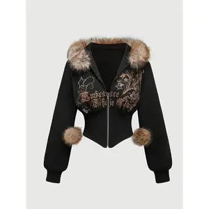 Punk Y2K retro leopard print women's hoodie with vine print design, perfect for graduation, return to school, and teachingRAIMENTRY