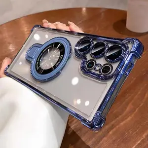 New Transparent Anti-Drop Phone Case with Stand and Lens Film, Compatible with Samsung Galaxy A Series Models A55 A56 A35 A33 A32 A05 A05S A52 A54 A34 A36, Casing