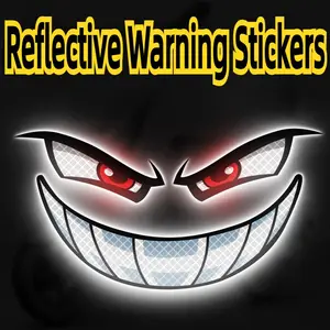 Devil's Eyes Strong Reflective Night Time Sticker, Waterproof & Sunproof Car Sticker, Night Safety Warning Decals for Car Windows, Bumpers, Motorbike Fuel Tanks, Scooter Body