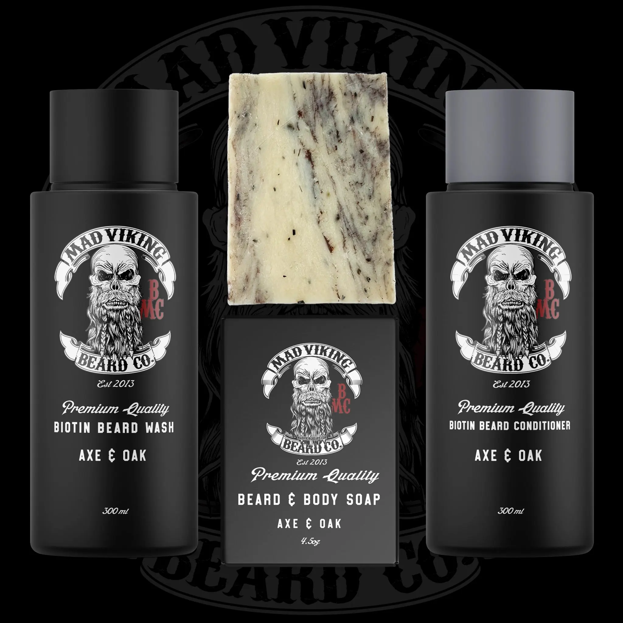 Mad Viking Beard Wash, Beard Conditioner, and Natural Bar Soap Bundle